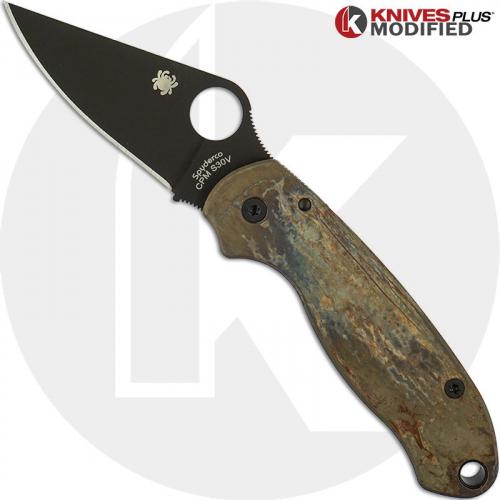 MODIFIED Flytanium Titanium Scales for Spyderco Para 3 Knife - MAYHEM FINISH