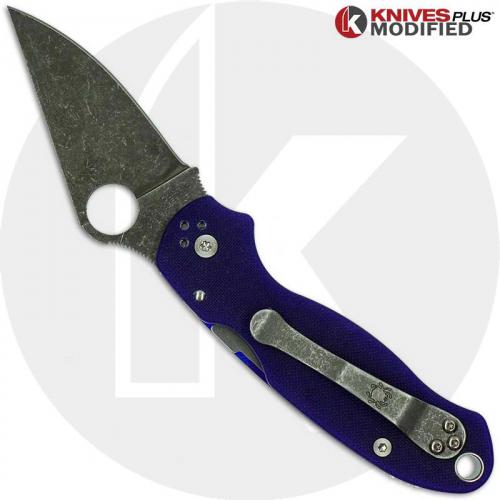 MODIFIED Spyderco Para 3 ACID WASHED S110V Blue G10