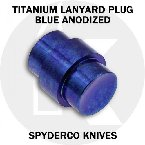 KP Custom Titanium Lanyard Plug for Spyderco Para Military 2 or Para 3 Knife - Blue Anodized