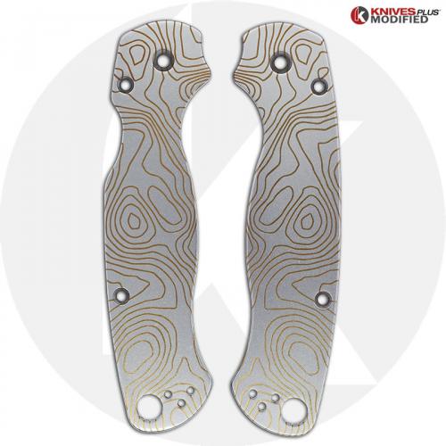 KP Custom Titanium Scales for Spyderco Para Military 2 Knife - Topo Prospector Finish