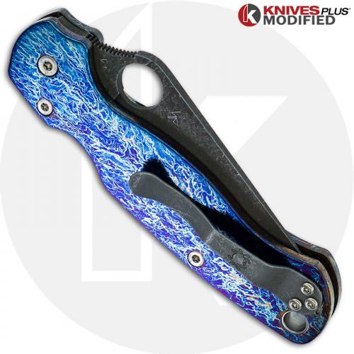 MODIFIED Spyderco Para Military 2 Knife with Acid Stonewash + KP Titanium Scales MAYHEM FINISH