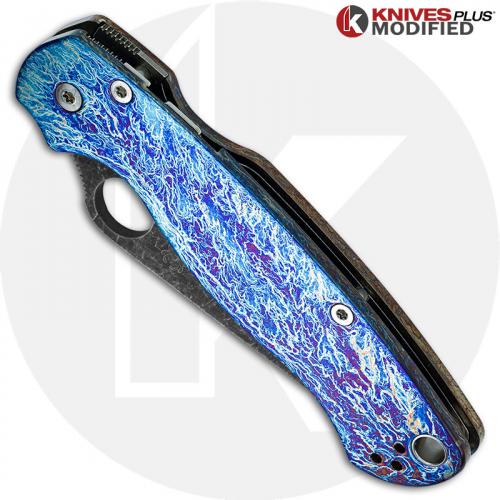 MODIFIED Spyderco Para Military 2 Knife with Acid Stonewash + KP Titanium Scales MAYHEM FINISH