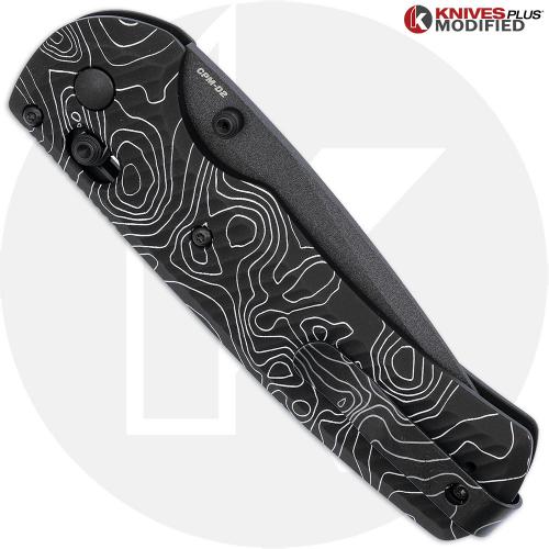 MODIFIED Benchmade Redoubt 431BK + AWT Black Scales + Topo Map Engraving
