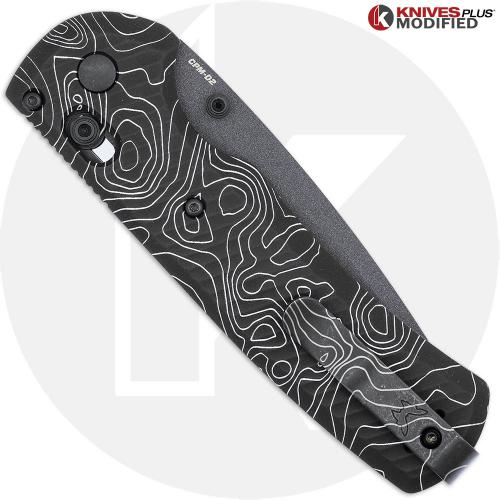 MODIFIED Benchmade Redoubt 431BK + AWT Black Scales + Topo Map Engraving