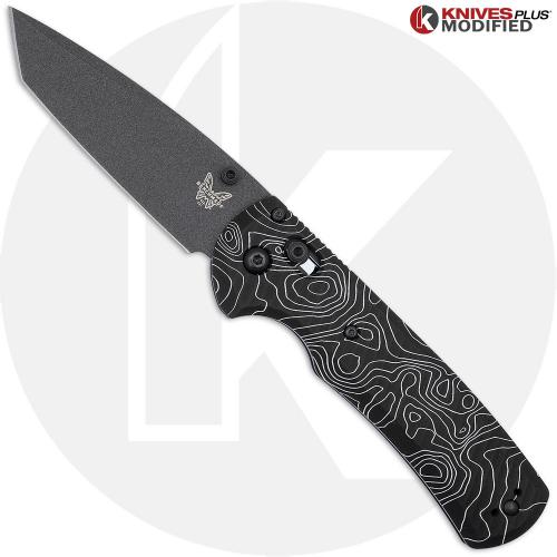 MODIFIED Benchmade Redoubt 431BK + AWT Black Scales + Topo Map Engraving