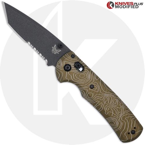 MODIFIED Benchmade Redoubt 431SBK + AWT FDE Scales + Topo Map Engraving