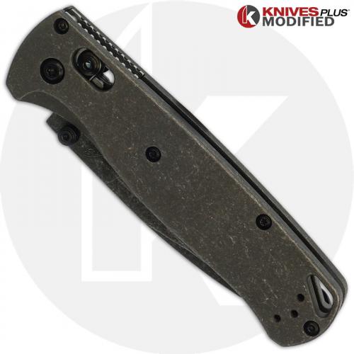 MODIFIED Benchmade Bugout 535 Knife + Acid Stonewash + KP Titanium Blasted Tumbled Scales + KP Black Thumbstud & Standoffs - The