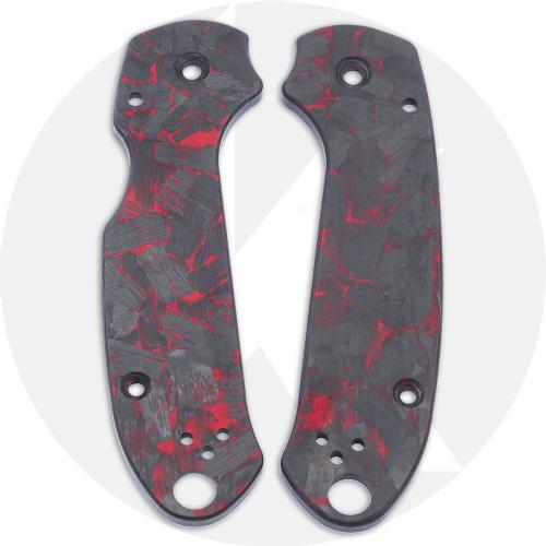KP SKINNY Red Shred Carbon Fiber Scales for Spyderco Para 3 Knife