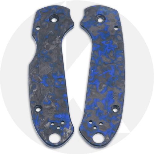 KP SKINNY Blue Shred Carbon Fiber Scales for Spyderco Para 3 Knife