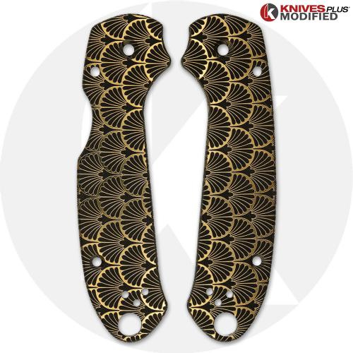 KP Custom SKINNY Titanium Scales for Spyderco Para 3 Knife - Art Deco Engraved