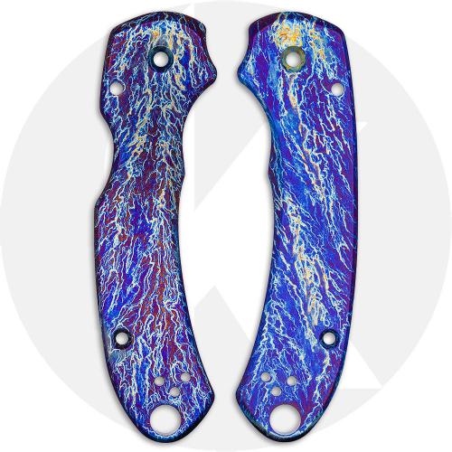 KP Custom Titanium Scales for Spyderco Para 3 Knife + AWT Skinny Cut - Mayhem Finish