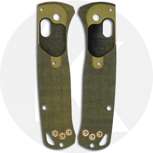 KP Custom G10 Scales for Benchmade Mini Bugout Knife - Black / Chrome Yellow - Contoured - Smooth Surface