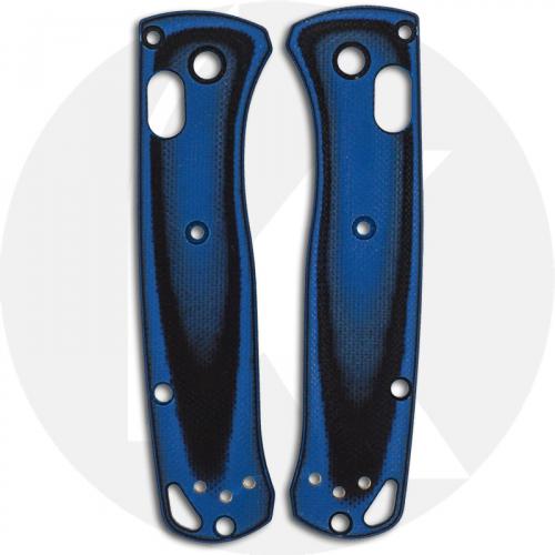 KP Custom G10 Scales for Benchmade Mini Bugout Knife - Black / Cobalt Blue - Contoured - Smooth Surface