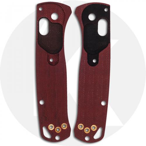 KP Custom G10 Scales for Benchmade Mini Bugout Knife - Black / Red - Contoured - Smooth Surface