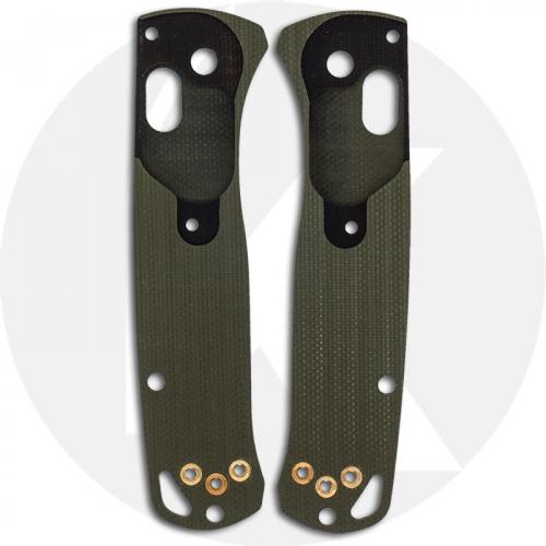 KP Custom G10 Scales for Benchmade Mini Bugout Knife - Black / OD Green - Contoured - Smooth Surface