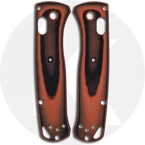 KP Custom G10 Scales for Benchmade Mini Bugout Knife - Black / Orange - Contoured - Smooth Surface