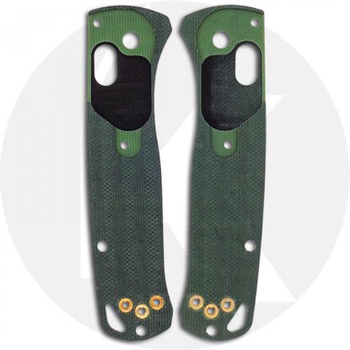 KP Custom G10 Scales for Benchmade Mini Bugout Knife - Black / Zombie Green - Contoured - Smooth Surface