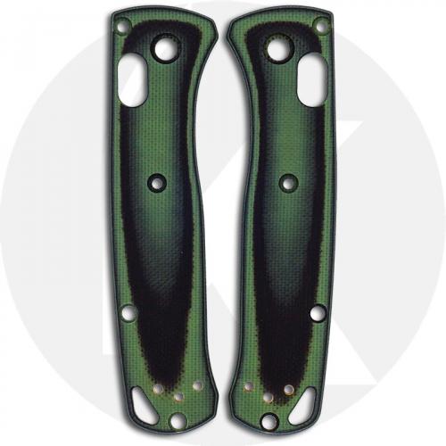 KP Custom G10 Scales for Benchmade Mini Bugout Knife - Black / Zombie Green - Contoured - Smooth Surface