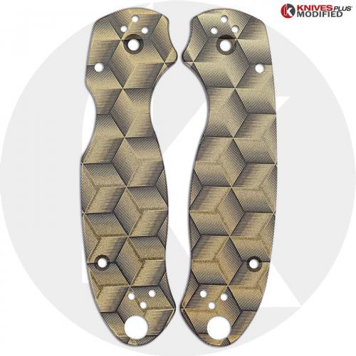 KP Custom Titanium Scales for Spyderco Para 3 Knife - Black Anodized Finish - Hexahedron Engraved