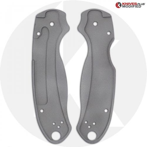 KP Custom Titanium Scales for Spyderco Para 3 Knife - Blasted Finish - Fractal Engraved
