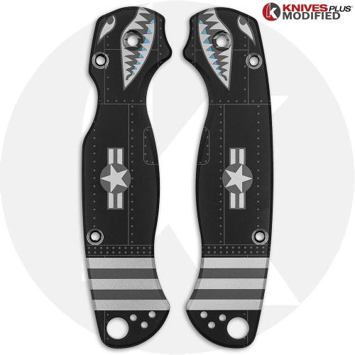 KP Custom Titanium Scales for Spyderco Para Military 2 Knife - Black Finish - A10 Warthog Engraved