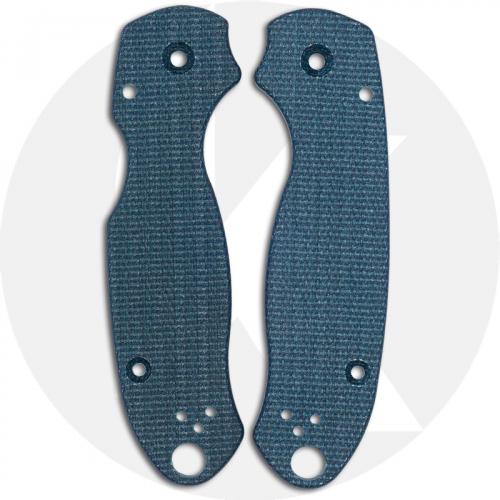 KP Custom Micarta Scales for Spyderco Para 3 Knife - Blue Linen - Ambi - Tip Up