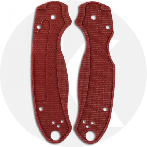 KP Custom Micarta Scales for Spyderco Para 3 Knife - Red Linen - Ambi - Tip Up