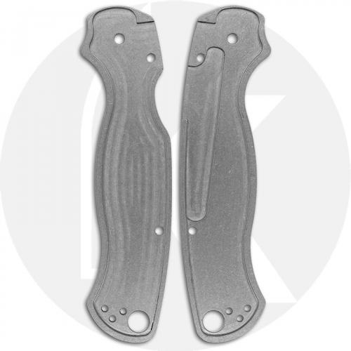 KP Custom Titanium Scales for Spyderco Para Military 2 Knife - Stonewash Finish