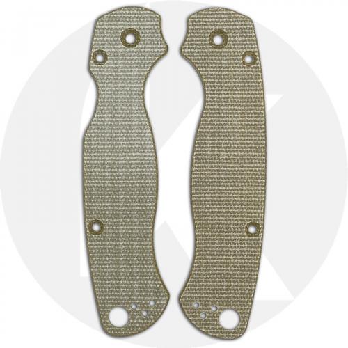 KP Custom Micarta Scales for Spyderco Para Military 2 Knife - Green Linen