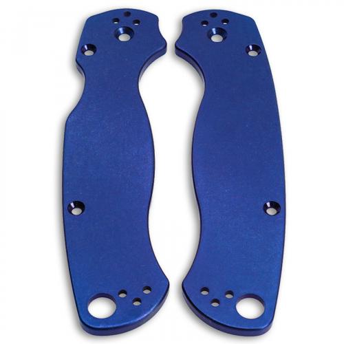 KP Custom Titanium Scales for Spyderco Para Military 2 Knife - Stonewash Finish - Blue Anodize