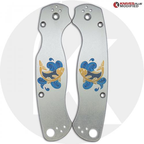 MODIFIED KP Titanium Scales for Spyderco ParaMilitary 2 Knife - Polished - Koi Fish