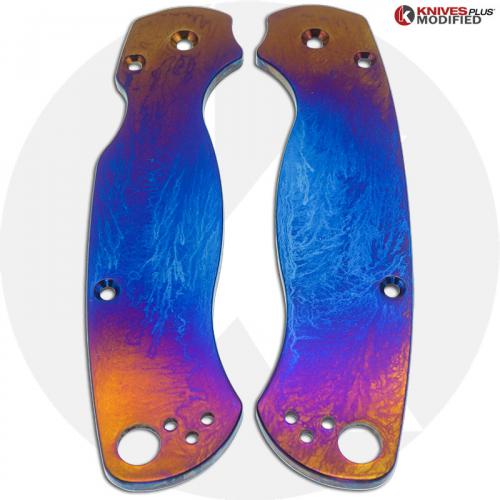 KP Custom Titanium Scales for Spyderco Para Military 2 Knife - Super Nova Finish