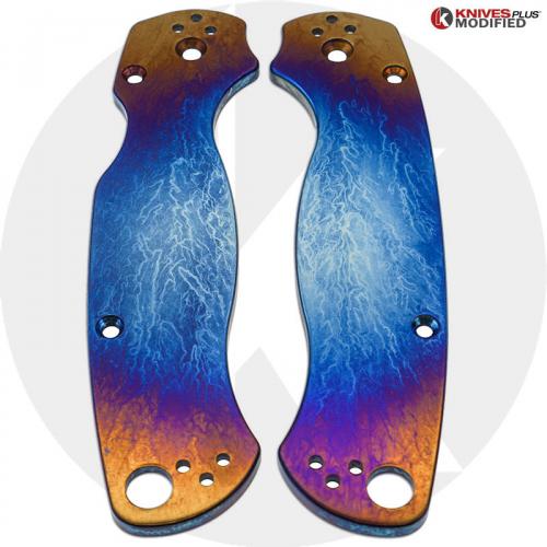 KP Custom Titanium Scales for Spyderco Para Military 2 Knife - Super Nova Finish