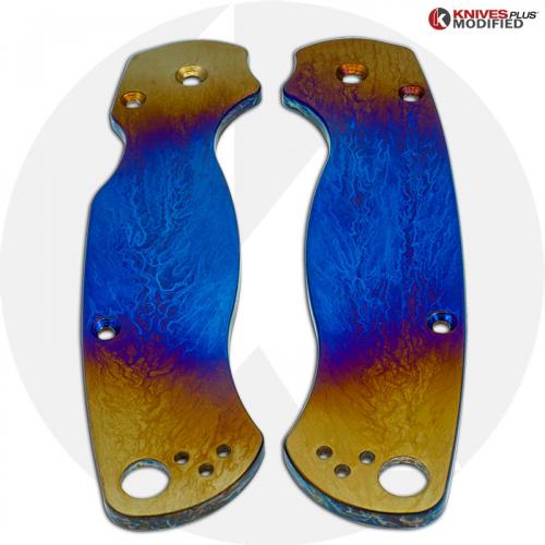 KP Custom Titanium Scales for Spyderco Para Military 2 Knife - Super Nova Finish