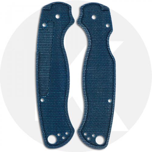 KP Custom Micarta Scales for Spyderco Paramilitary 2 Knife - Blue Linen - Ambi - Tip Up