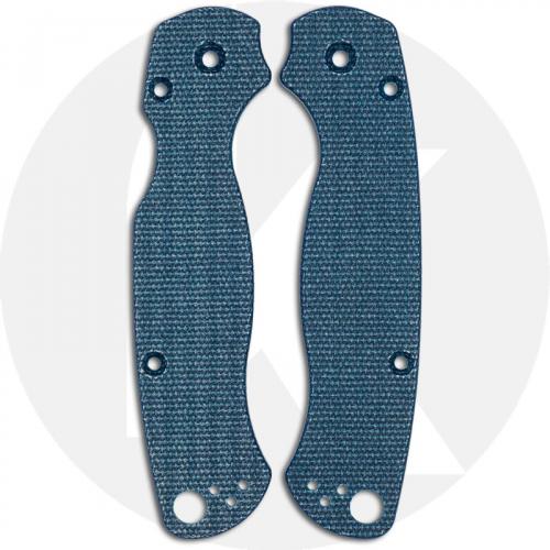 KP Custom Micarta Scales for Spyderco Paramilitary 2 Knife - Blue Linen - Ambi - Tip Up