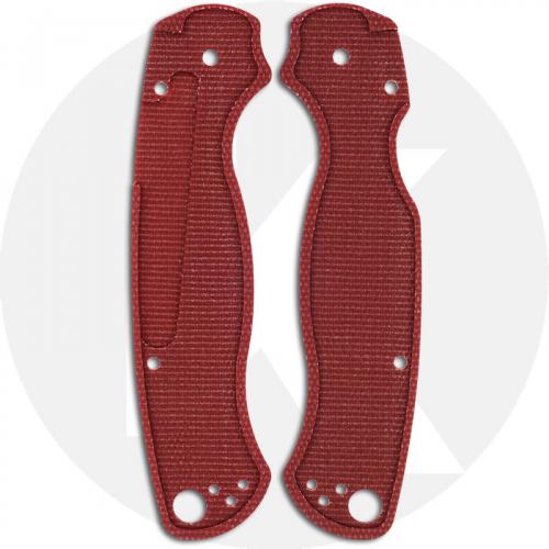 KP Custom Micarta Scales for Spyderco Paramilitary 2 Knife - Red Linen - Ambi - Tip Up