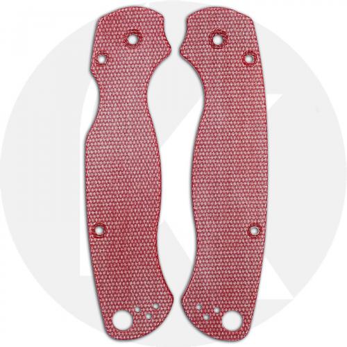 KP Custom Micarta Scales for Spyderco Paramilitary 2 Knife - Red Linen - Ambi - Tip Up