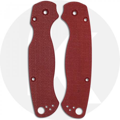 KP Custom Micarta Scales for Spyderco Paramilitary 2 Knife - Red Linen - Ambi - Tip Up