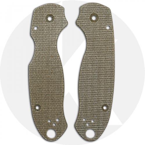 KP Custom Micarta Scales for Spyderco Para 3 Knife - Green Linen