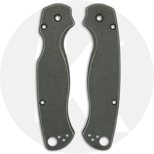 KP Custom Titanium Scales for Spyderco Para Military 2 Knife - Custom Panzer Green Cerakote + Stonewash