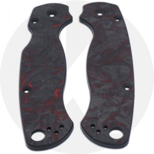 KP Custom Red Shred Carbon Fiber Scales for Spyderco Para Military 2 Knife