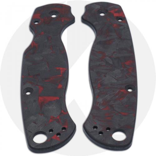 KP Custom Red Shred Carbon Fiber Scales for Spyderco Para Military 2 Knife