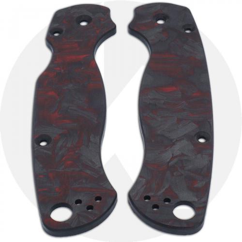 KP Custom Red Shred Carbon Fiber Scales for Spyderco Para Military 2 Knife