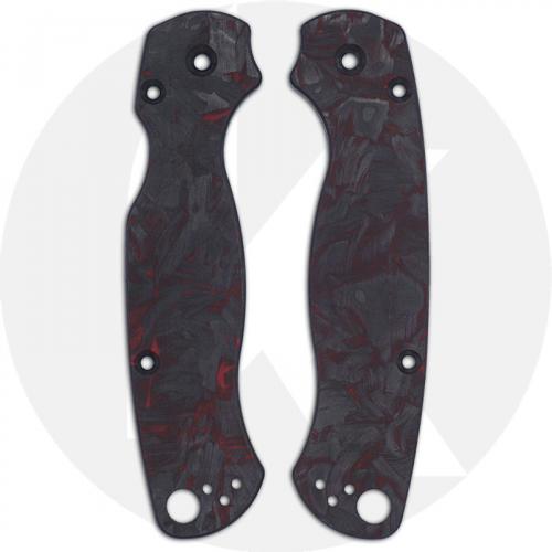 KP Custom Red Shred Carbon Fiber Scales for Spyderco Para Military 2 Knife