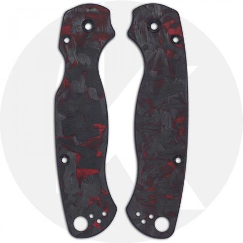 KP Custom Red Shred Carbon Fiber Scales for Spyderco Para Military 2 Knife