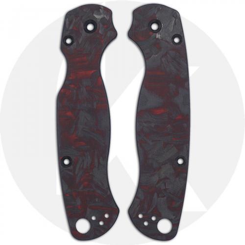 KP Custom Red Shred Carbon Fiber Scales for Spyderco Para Military 2 Knife