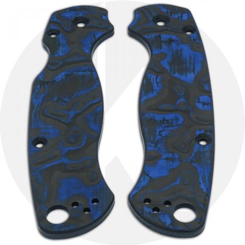 KP Custom Blue Swirl Carbon Fiber Scales for Spyderco Para Military 2 Knife