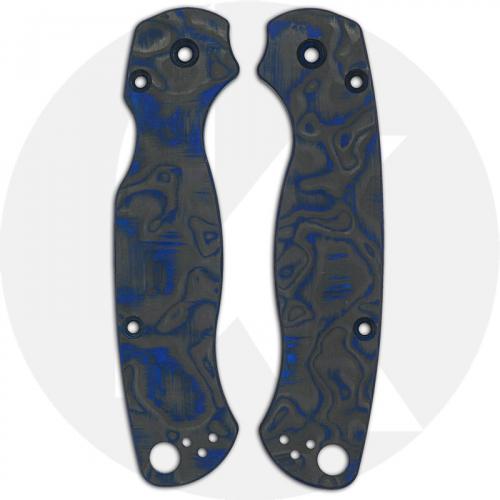 KP Custom Blue Swirl Carbon Fiber Scales for Spyderco Para Military 2 Knife