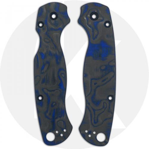 KP Custom Blue Swirl Carbon Fiber Scales for Spyderco Para Military 2 Knife